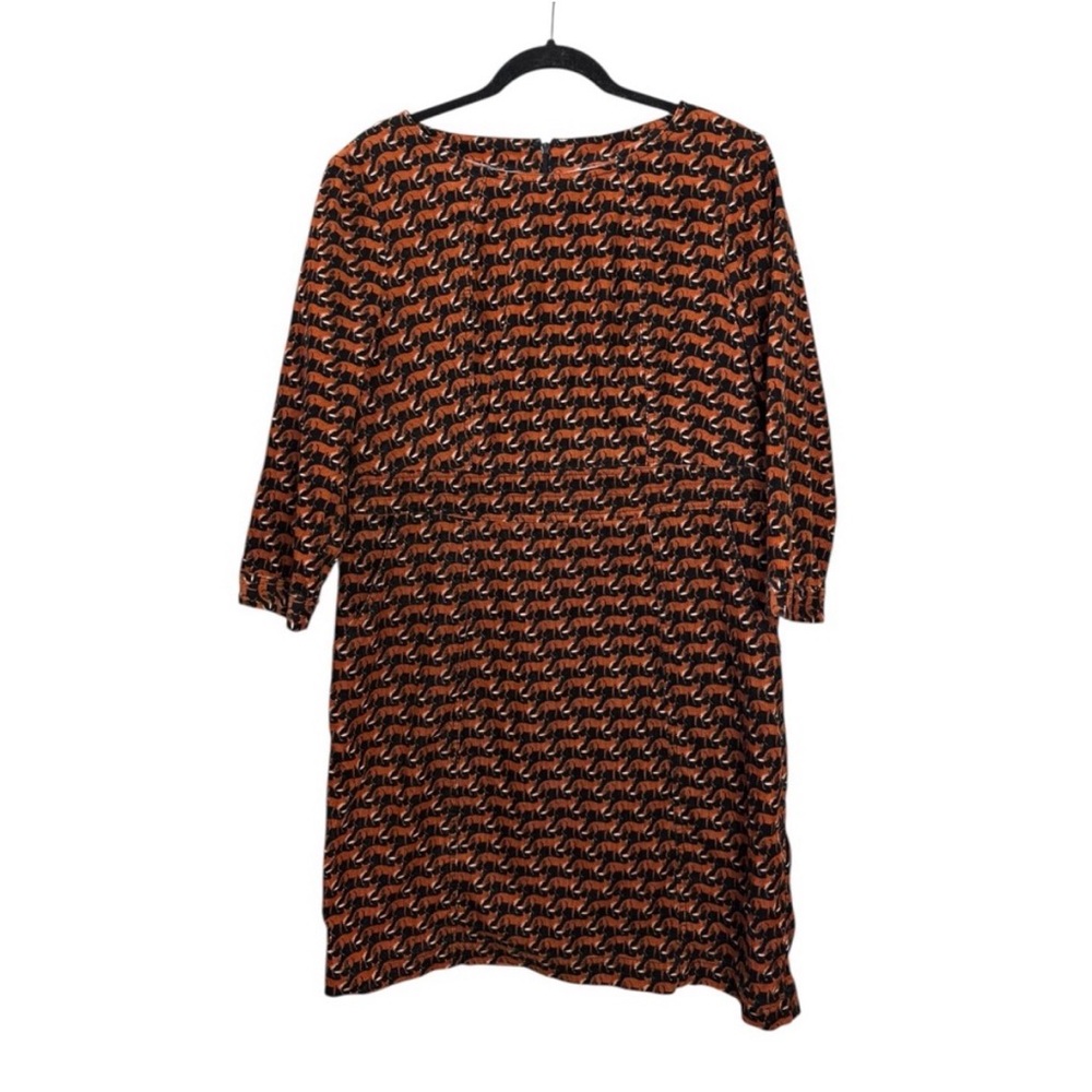 Boden Dress Fox Print Corduroy Whimsical Shift Dress Size 12R - Picture 5 of 5